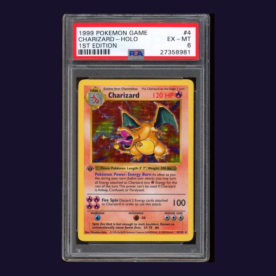 Charizard 4/102 1st Edition PSA 6: front of the PSA slab