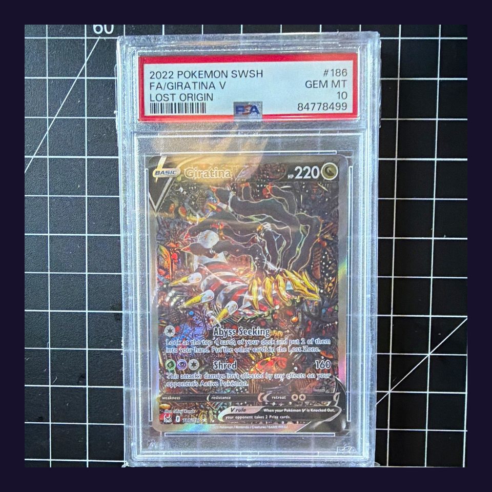 Giratina V 186/196 PSA 10: front of the PSA slab