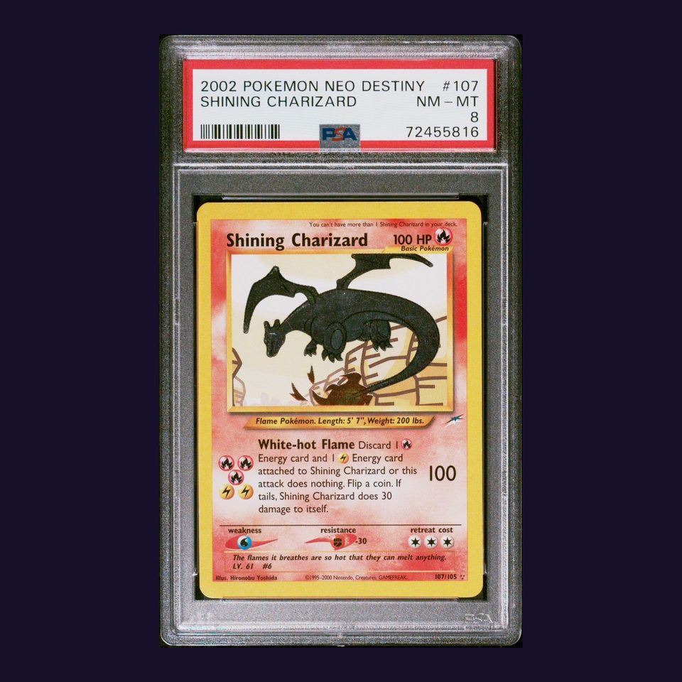Shining Charizard 107/105 PSA 8: front of the PSA slab
